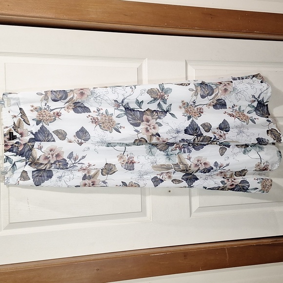 Miss Avenue Pants - Miss Avenue wide-leg lined palazzo pants elastic waist - M - cream/white floral